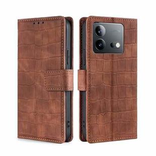 For vivo iQOO Neo 8 / 8 Pro 5G Skin Feel Crocodile Magnetic Clasp Leather Phone Case(Brown)