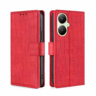 For vivo Y35+ 5G Skin Feel Crocodile Magnetic Clasp Leather Phone Case(Red)