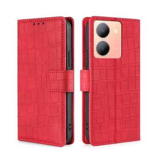 For vivo Y78 5G Skin Feel Crocodile Magnetic Clasp Leather Phone Case(Red)