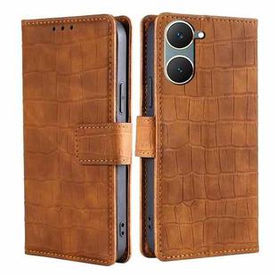 For vivo Y03 4G Skin Feel Crocodile Magnetic Clasp Leather Phone Case(Brown)