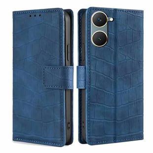 For vivo Y03 4G Skin Feel Crocodile Magnetic Clasp Leather Phone Case(Blue)