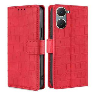 For vivo Y03 4G Skin Feel Crocodile Magnetic Clasp Leather Phone Case(Red)