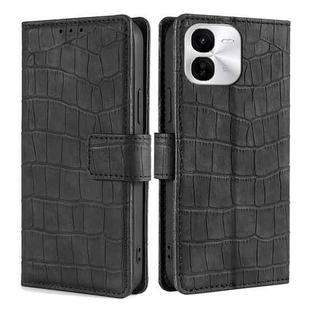 For vivo iQOO Z9x 5G Skin Feel Crocodile Magnetic Clasp Leather Phone Case(Black)