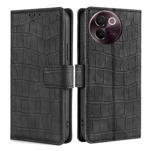 For vivo V30e 5G Global Skin Feel Crocodile Magnetic Clasp Leather Phone Case(Black)