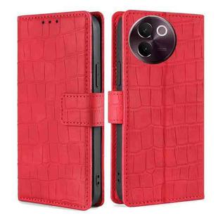 For vivo V30e 5G Global Skin Feel Crocodile Magnetic Clasp Leather Phone Case(Red)