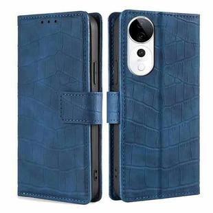 For vivo S19 Pro Skin Feel Crocodile Magnetic Clasp Leather Phone Case(Blue)