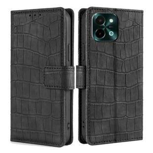 For vivo Y28 4G Skin Feel Crocodile Magnetic Clasp Leather Phone Case(Black)