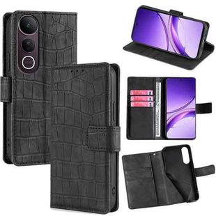 For vivo V50 Lite 5G Skin Feel Crocodile Magnetic Clasp Leather Phone Case(Black)