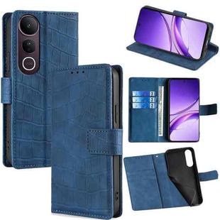 For vivo V50 Lite 5G Skin Feel Crocodile Magnetic Clasp Leather Phone Case(Blue)