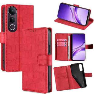 For vivo V50 Lite 5G Skin Feel Crocodile Magnetic Clasp Leather Phone Case(Red)
