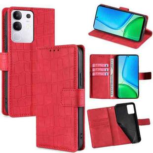 For vivo Y29 4G Global Skin Feel Crocodile Magnetic Clasp Leather Phone Case(Red)