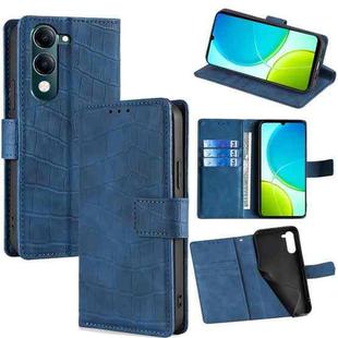 For vivo Y29s 5G / Y04 4G Skin Feel Crocodile Magnetic Clasp Leather Phone Case(Blue)