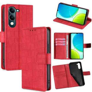 For vivo Y29s 5G / Y04 4G Skin Feel Crocodile Magnetic Clasp Leather Phone Case(Red)