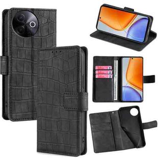 For vivo Y39 5G Global Skin Feel Crocodile Magnetic Clasp Leather Phone Case(Black)