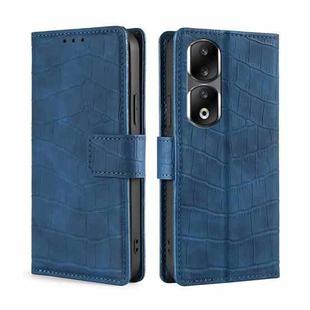 For Honor 90 Pro 5G Skin Feel Crocodile Magnetic Clasp Leather Phone Case(Blue)