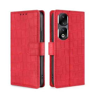 For Honor 90 Pro 5G Skin Feel Crocodile Magnetic Clasp Leather Phone Case(Red)