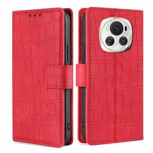 For Honor Magic6 5G Skin Feel Crocodile Magnetic Clasp Leather Phone Case(Red)