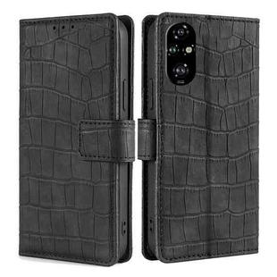 For Honor 200 Pro 5G Skin Feel Crocodile Magnetic Clasp Leather Phone Case(Black)