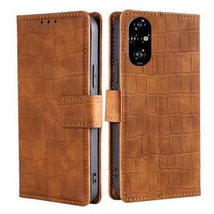 For Honor 200 Pro 5G Skin Feel Crocodile Magnetic Clasp Leather Phone Case(Brown)