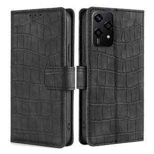 For Honor 200 Lite 5G Global Skin Feel Crocodile Magnetic Clasp Leather Phone Case(Black)