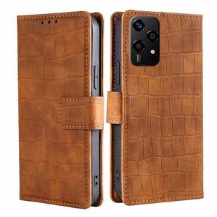 For Honor 200 Lite 5G Global Skin Feel Crocodile Magnetic Clasp Leather Phone Case(Brown)