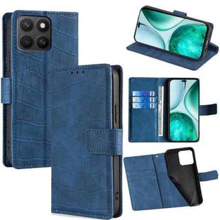 For Honor X8c 4G Skin Feel Crocodile Magnetic Clasp Leather Phone Case(Blue)