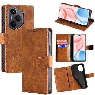 For Honor 400 Pro Global 160.8mm Skin Feel Crocodile Magnetic Clasp Leather Phone Case(Brown)