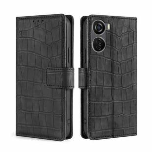 For ZTE Axon 40 Lite Skin Feel Crocodile Magnetic Clasp Leather Phone Case(Black)