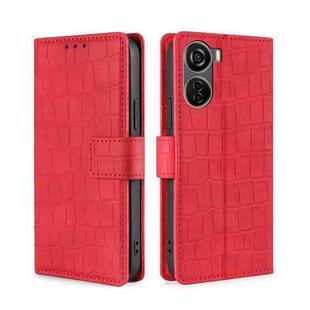 For ZTE Axon 40 Lite Skin Feel Crocodile Magnetic Clasp Leather Phone Case(Red)