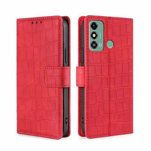 For ZTE Blade A53 4G Skin Feel Crocodile Magnetic Clasp Leather Phone Case(Red)