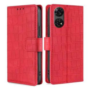 For ZTE Anshin Family Skin Feel Crocodile Magnetic Clasp Leather Phone Case(Red)