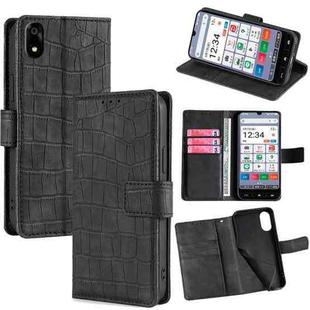 For ZTE Kantan Sumaho 4 A402ZT Skin Feel Crocodile Magnetic Clasp Leather Phone Case(Black)