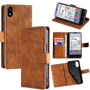 For ZTE Kantan Sumaho 4 A402ZT Skin Feel Crocodile Magnetic Clasp Leather Phone Case(Brown)