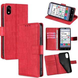 For ZTE Kantan Sumaho 4 A402ZT Skin Feel Crocodile Magnetic Clasp Leather Phone Case(Red)