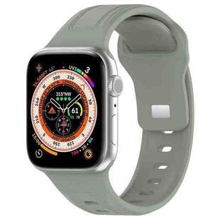 For Apple Watch 8 45mm Square Buckle Silicone Watch Band(Grey Green)