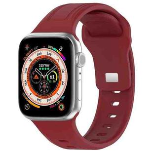 For Apple Watch 8 45mm Square Buckle Silicone Watch Band(Wine Red)
