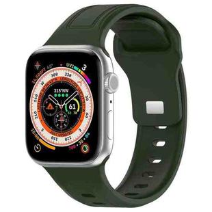 For Apple Watch SE 2022 44mm Square Buckle Silicone Watch Band(Green)
