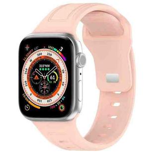 For Apple Watch SE 44mm Square Buckle Silicone Watch Band(Light Pink)