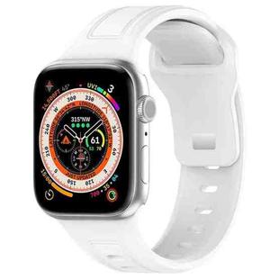 For Apple Watch 5 44mm Square Buckle Silicone Watch Band(White)