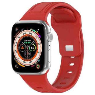 For Apple Watch 3 42mm Square Buckle Silicone Watch Band(Red)