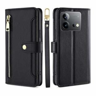 For vivo iQOO Neo 8 / 8 Pro 5G Lite Sheep Texture Cross-body Zipper Wallet Leather Phone Case(Black)