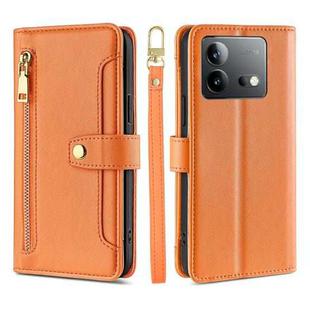 For vivo iQOO Neo 8 / 8 Pro 5G Lite Sheep Texture Cross-body Zipper Wallet Leather Phone Case(Orange)