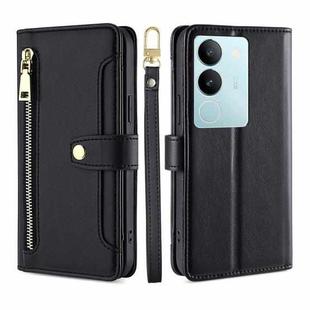 For vivo S17 5G / S17 Pro 5G Lite Sheep Texture Cross-body Zipper Wallet Leather Phone Case(Black)