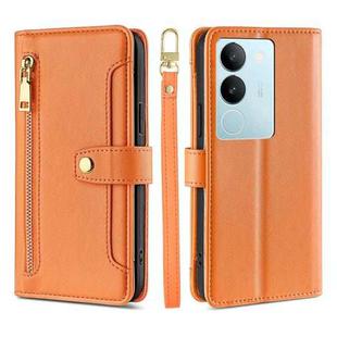 For vivo S17 5G / S17 Pro 5G Lite Sheep Texture Cross-body Zipper Wallet Leather Phone Case(Orange)