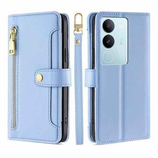 For vivo S17 5G / S17 Pro 5G Lite Sheep Texture Cross-body Zipper Wallet Leather Phone Case(Blue)