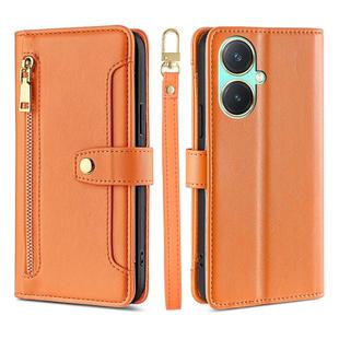 For vivo Y27 4G Lite Sheep Texture Cross-body Zipper Wallet Leather Phone Case(Orange)