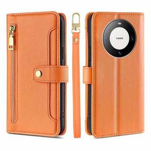 For Huawei Mate 60 Pro / Pro+ Lite Sheep Texture Cross-body Zipper Wallet Leather Phone Case(Orange)