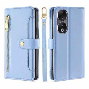 For Honor 90 5G Lite Sheep Texture Cross-body Zipper Wallet Leather Phone Case(Blue)