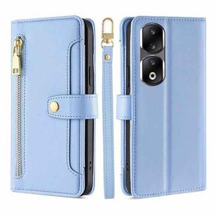 For Honor 90 Pro 5G Lite Sheep Texture Cross-body Zipper Wallet Leather Phone Case(Blue)