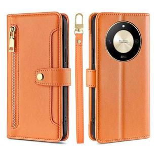 For Honor X50 5G Lite Sheep Texture Cross-body Zipper Wallet Leather Phone Case(Orange)